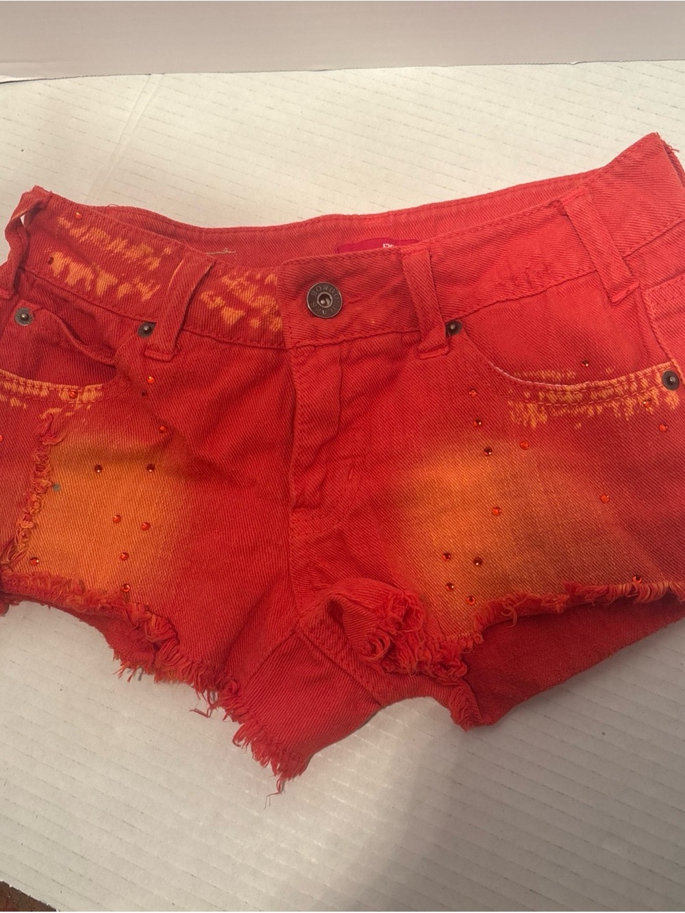 Vintage Rare Bongo Women’s Size 3 Y2K Booty Shorts Orange Acid Wash